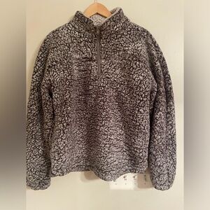 Altar’d State Jacket Womens M Gray Brown Wubby Teddy Sherpa Quarter Zip Pullover